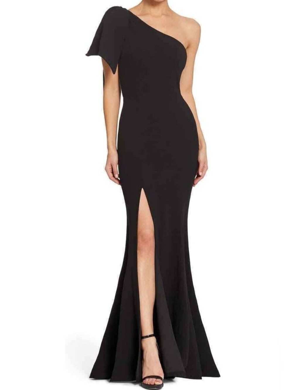 NWT Dress the Population Georgina One-Shoulder Bow Gown Black XXL/14-16